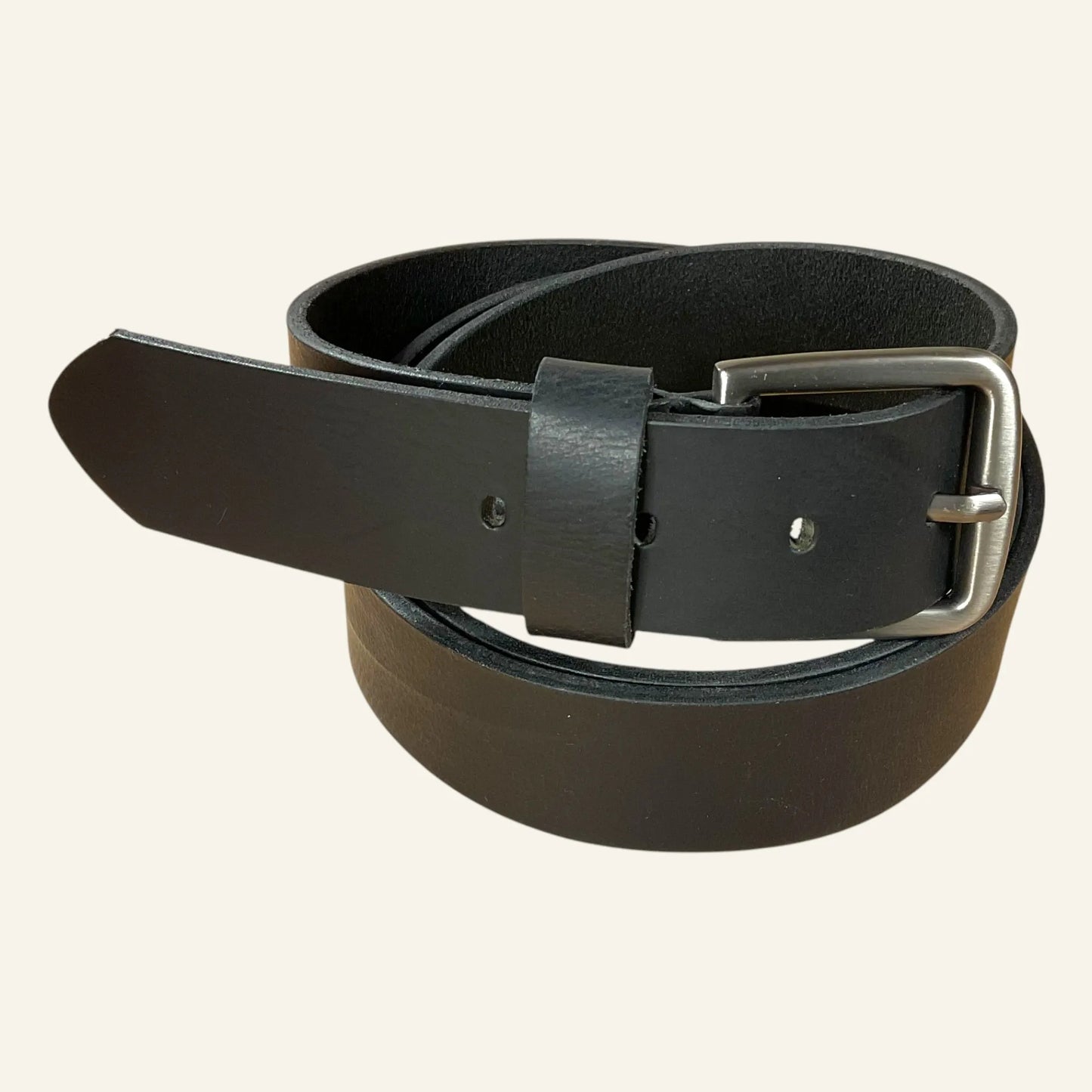 Ceinture en cuir noir 4 cm boucle classique