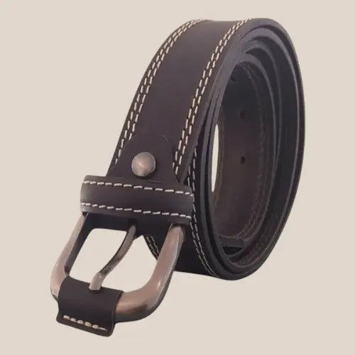 ceinture double piqûre noir en cuir
