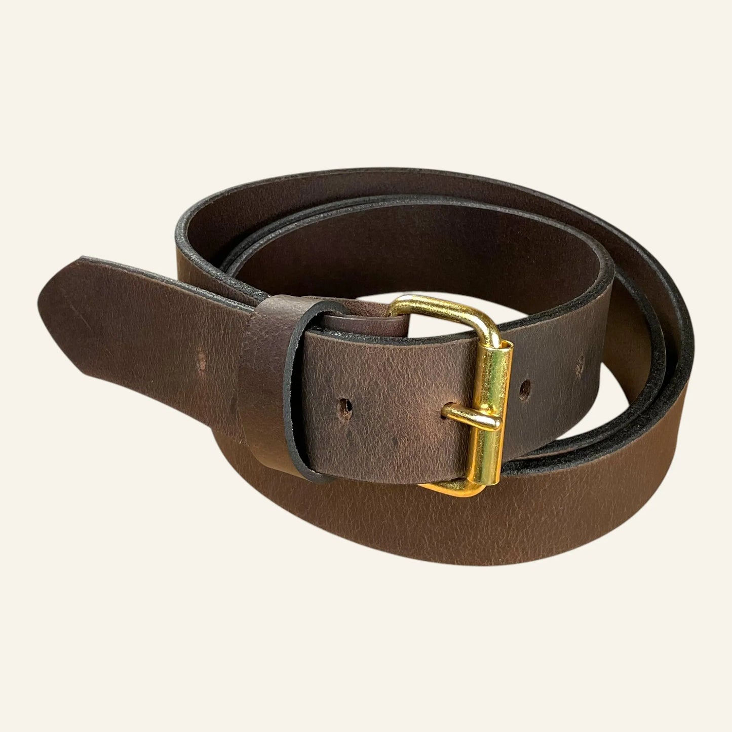 Ceinture en cuir isidore 4cm avec boucle dorée rouleau