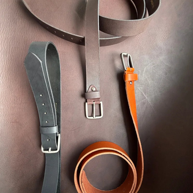 trio de ceinture en cuir pleine fleur
